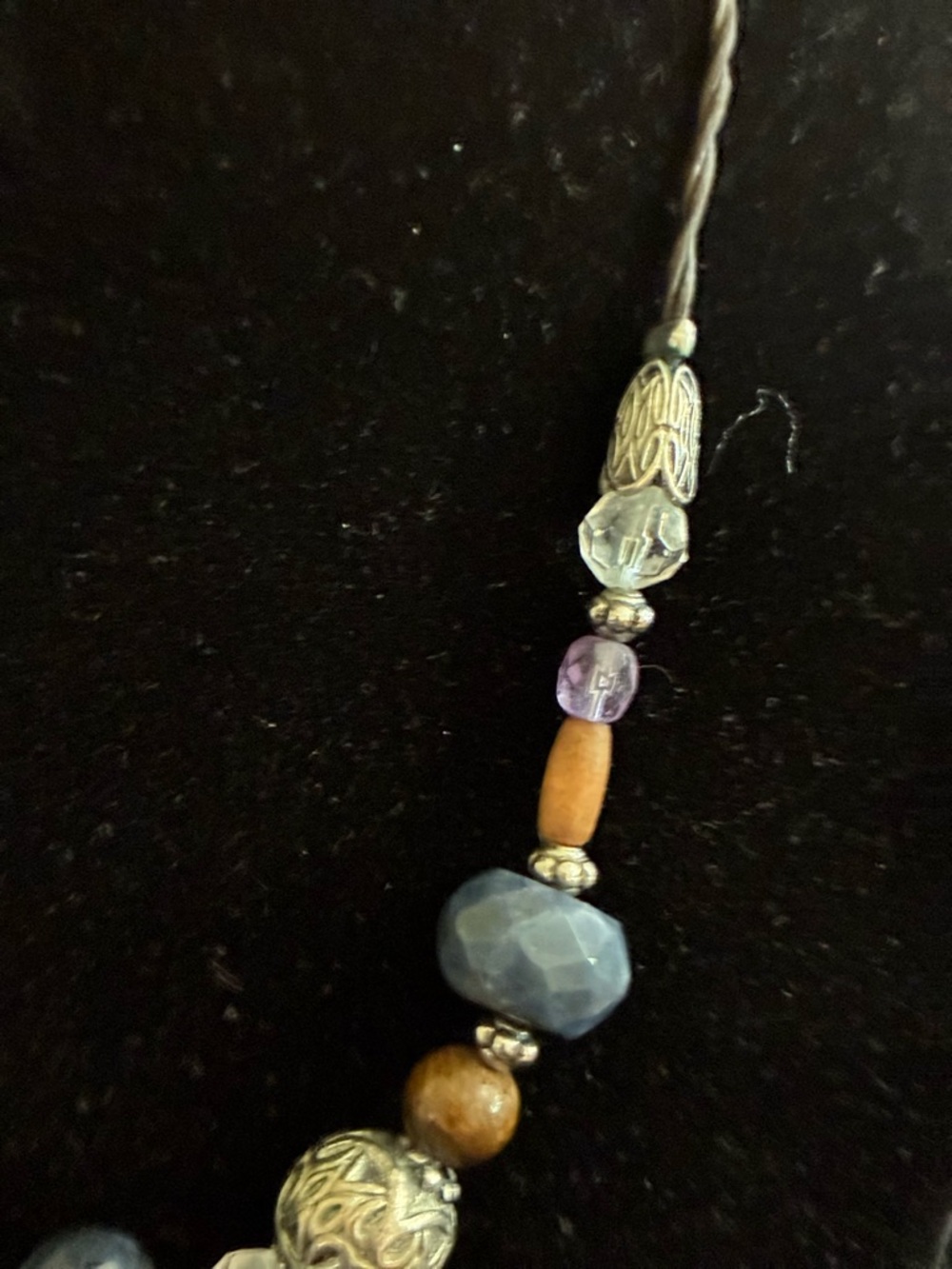 Lia Sophia EUC Necklace Blue
Sodalite Stone Wood Bead
Leather Cord Silver Tone - Picture 5 of 12